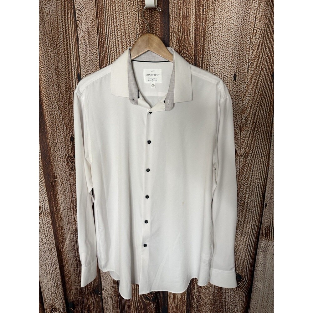 Con.Struct 4 Way Stretch Shirt Mens XL White Slim Fit Performance